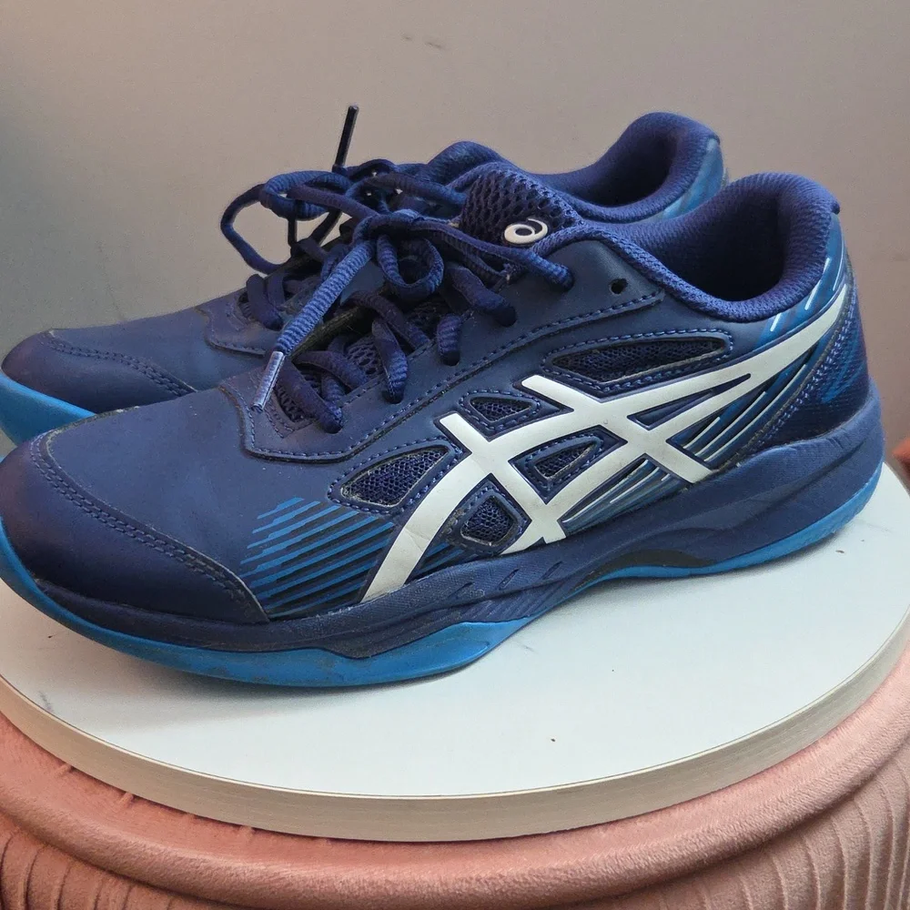 Asics Kids Gel Game Navy and Blue Sneakers size 4.5 - Picture 1 of 7